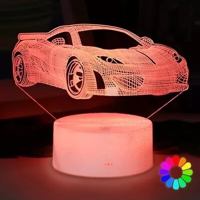 Race Car Night Light For Boys - Sport Car 3D Optical Illusion Lamp With 7-Col... • $20.45