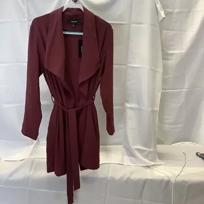 Vero Moda Womens Tina Jacket Maroon Drape Collar Belted Pockets Lined XXL New • $51.99