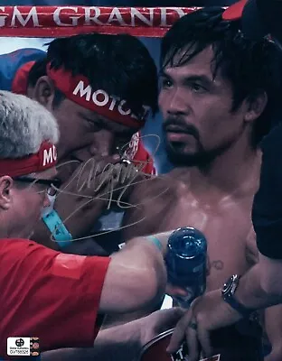 Manny Pacquiao Signed Autographed 8X10 Photo In Corner Getting Work GV788326 • $69.99