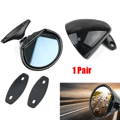 $66.89 • Buy Pair Vintage Classic Car Door Wing Rear View Side Mirrors Black Shell Blue Glass