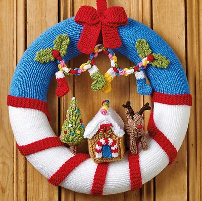 £1.99 • Buy Christmas Wreath - Tree Gingerbread House Reindeer Stocking DK Knitting Pattern
