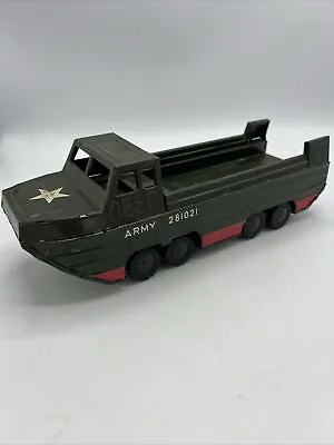 VTG MARX MAR LINE TOYS TIN LITHO AMPHIBIOUS DUCK BOAT ARMY GREEN 1950s 281021 • $59.99