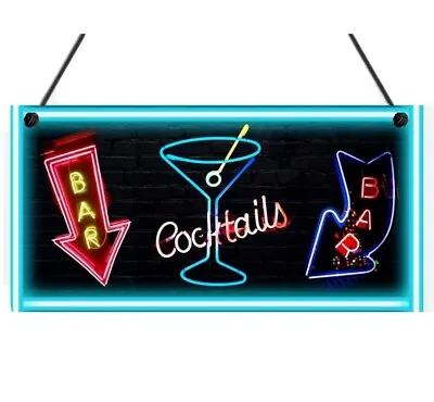 £4.99 • Buy Neon Style Hanging Plaque Home Bar Pub Sign Man Cave Tiki Cocktail Club Wall 