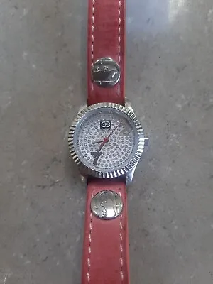 Marc Ecko Ladies Watch With Red Strap Diamonte Face • £20