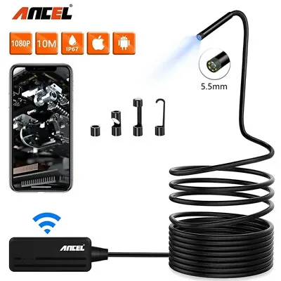 ANCEL Wireless Endoscope 1080P Snake Camera WiFi Borescope Inspection Camera 5m • $31.99