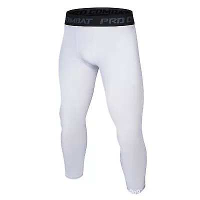 US Men's Athletic 3/4 Compression Pants Tights Sports Base Layer Bottoms Pants • $12.17