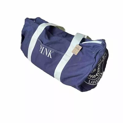 Victoria Secret BAG Sport FITNESS TOTE Gym NAVY Travel CANVAS DUFFLE Cute LOGO • $22.69