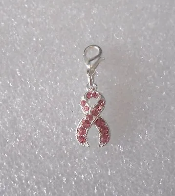 Pink Ribbon Clip On Charm - Breast Cancer Awareness • £2.25