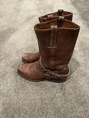 Vintage FRYE Mens Belted Harness Leather Motorcycle Boots 13M Made In USA • $100