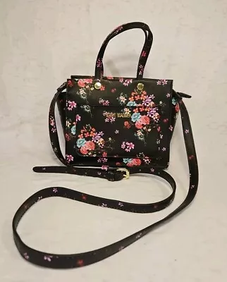 Steve Madden Small Black Handbag Purse - Floral Print - Removable Shoulder Strap • $15.99