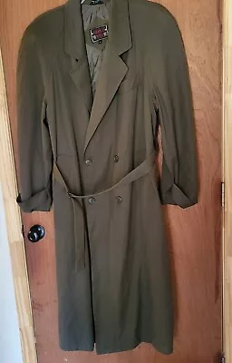 Vintage The American Male MILITARY OLIVE GREEN COLOR Trench Coat MEDIUM Lined  • $44.01