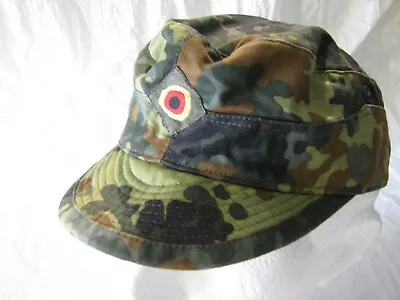 German Army Cap Flecktarn Camo Mediumweight Peaked Hat Fatigue Military Surplus • £4.99