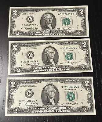 1976 $2 Federal Reserve Note (Lot Of 3) Bicentennial Dollar CU Uncirculated • $7.99