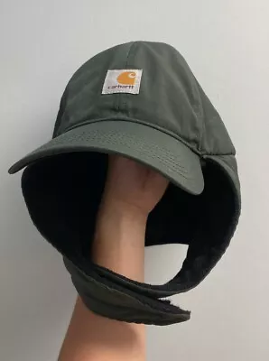 Carhartt Winter Insulated Baseball Hat Cap With Ear Flaps Deep Forest Green L/XL • $49.99