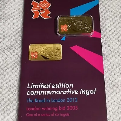 London 2012 Olympics 2005 London Winning Bid With COA 24k Gold Layered Ingot • £22.99