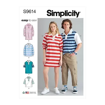 SIMPLICITY Easy Sewing Pattern 9614 Misses Ladies Women Men's Teen Shirt Xxs-xxl • £12.77