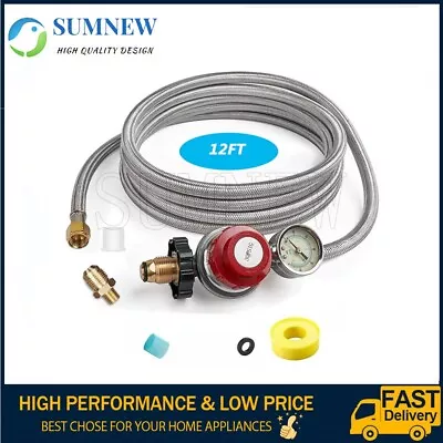 12ft High Pressure Adjustable Propane Gas Regulator Hose Indicator Stainless • $31.99