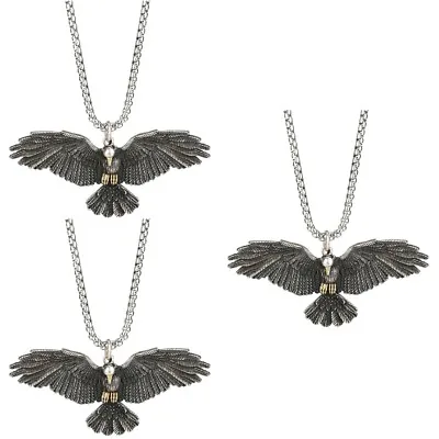  3 Pack Eagle Necklace Titanium Steel Man Jewelry Gift For Pendant Men Mens • £11.78