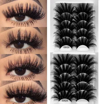 15Pairs 5D Fluffy Natural Thick Real Mink False Eyelashes Extra Long 25mm Lashes • £3