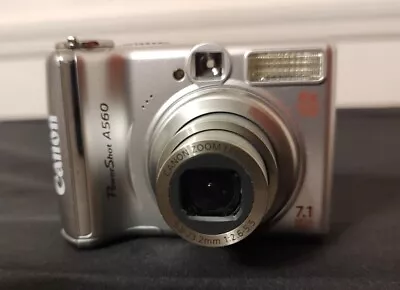 Canon PowerShot A560 7.1MP Digital Camera Silver Tested 4x Zoom  • $40