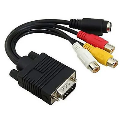 VGA SVGA To S-Video 3 RCA Composite AV TV Out Adapter Converter Cable • $10.79