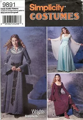 Simplicity 9891 Renaissance Medieval Princess Gown Sz 14-20 UC Pattern LOTR GOT • $11.95