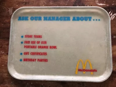 Vintage McDONALD'S RESTAURANT Fiberglass Tray Ask Our Manager About... Tours • $90