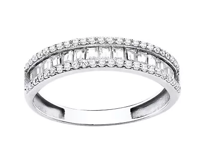 9ct White Gold 1.00ct Baguette Eternity Ring Size J To U - Simulated Diamond • $201.23