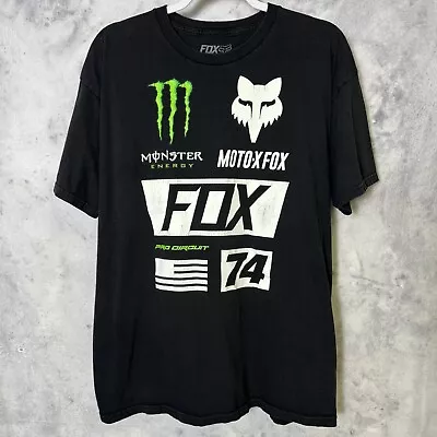 Fox Monster Racing T Shirt Adult Large Black Motocross Short Sleeve  • $27.95