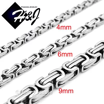 18-40 MEN's Stainless Steel 4mm/6mm/9mm Silver Byzantine Box Link Chain Necklace • $19.99