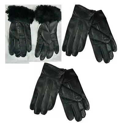 Womens Ladies Thinsulate Leather Winter Gloves  Fleece Soft Lined Warm  Gloves • £7.99