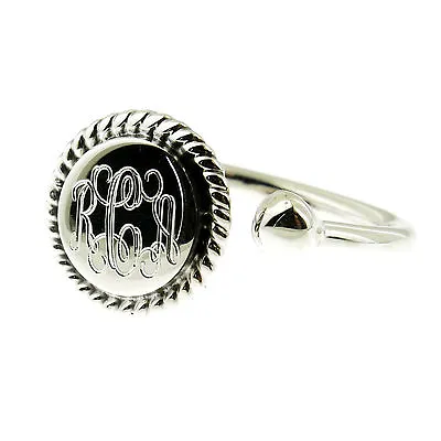 925 Sterling Silver Monogram Personalized Rope Edge Open Design Ring • $24.99