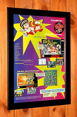 1993 Pocky & Rocky / MechWarrior SNES Vintage Small Promo Poster Ad Page Framed • $43.52