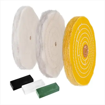 Buffing Wheel And Polishing Compound Kit Complete For Bench Grinder 6 Inch 3-PCS • $23.30