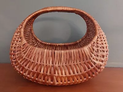 Vintage Woven Wicker Gondola Basket With Handle • $125