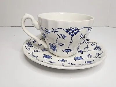 Vintage 1982 Myott Finlandia Cup And Saucer Staffordshire England Blue & White • $8.99