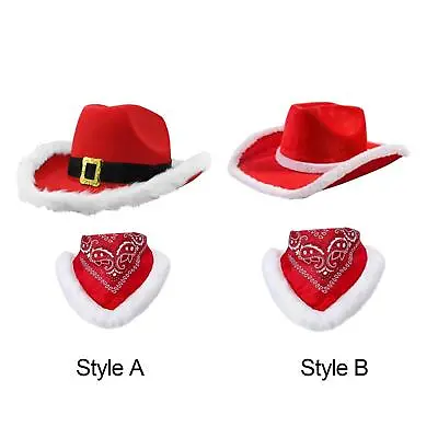 Christmas Cowboy Hat Jazz Hat Santa Claus Western Hat For Music Concerts • £9.92