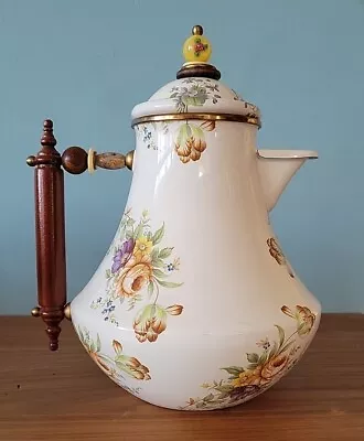 MacKenzie Childs Camp Pressed Flowers Enamel Coffee Pot 1995 • $95