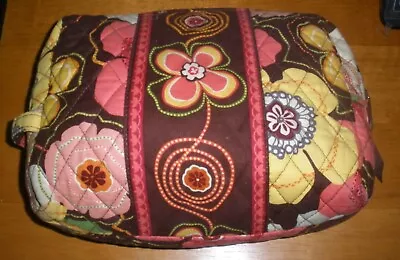 Vera Bradley Cosmetic Makeup Lined Bag Travel Case 10  X 8  Buttercup Brown Yel • $13