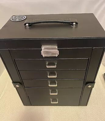 Large Tabletop Jewelry Case With Side Cabinets Black Lock And Key • $24.99