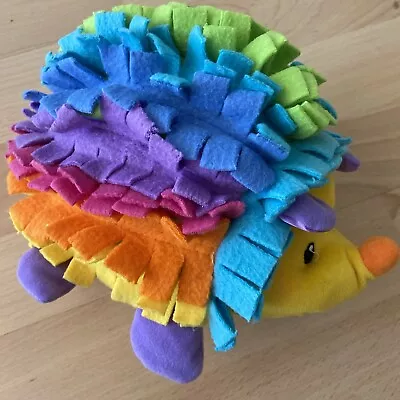 Fisher Price Cute Rainbow Coloured Hedgehog Rattle Plush Soft Babies Baby Toy • £2