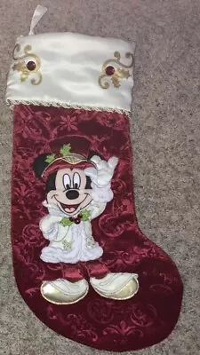 DISNEY PARKS Mickey Mouse Victorian Christmas Stocking Ivory • $40