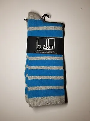 B. Ella Ladies Cashmere Wool Angora Blend Socks Keri Turquoise Stripe USA • $18