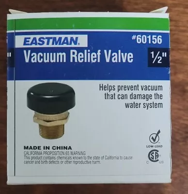 $19.99 • Buy Eastman Vacuum Relief Valve Water Heater Replacement Part 1/2 Inch  #60156