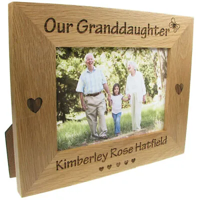 Grandparent Present 'Our Granddaughter' Personalised Solid Oak Photo Frame • £26.99