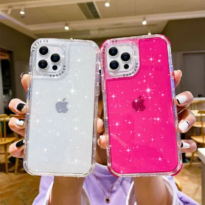 $16.99 • Buy For IPhone 13 Pro Max 12 11 XR XS SE3 Bling Clear Hybrid Bumper Phone Cover Case