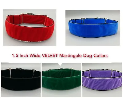 VELVET Martingale Dog Collar 1.5  Wide Whippet Lurcher Greyhound Podenco Saluki • £15