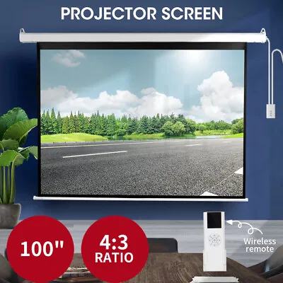$129.99 • Buy 100  Projector Screen Electric Motorised Projection Retractable 3D Home Cinema
