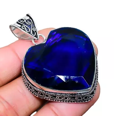 Blue Tanzanite Gemstone Handmade 925 Sterling Silver Jewelry Heart Cut Pendant • $11.99