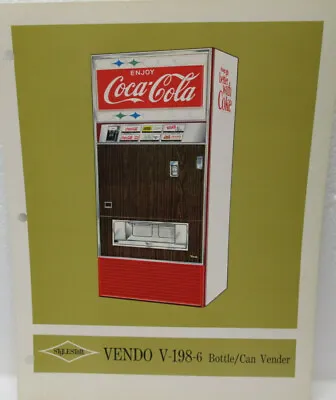 Original Vendo V-198 Coca Cola 6 Bottle/can Vendor Description & Specs Sheet • $22